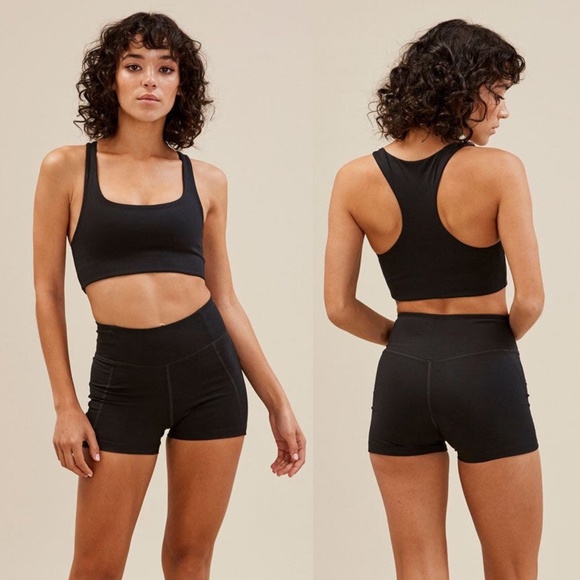 Girlfriend Collective High Rise Run Shorts in Black Large NWT - Picture 4 of 12